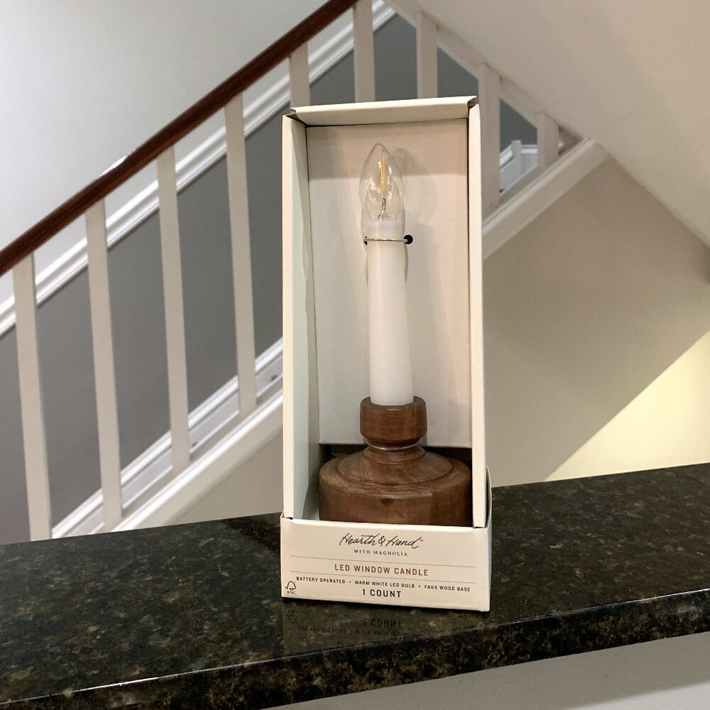 Hearth & and Hand Battery Operated LED Wooden Window Candle Christmas 2025 NEW